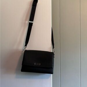 Black vegan leather cross body bag